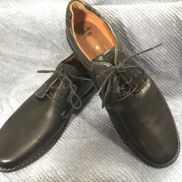 NEW Black Leather Clarks Unstructured Lace-up Shoe main image 6